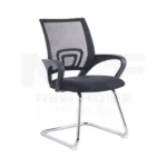 NHF-120V-BK Visitor Office Chair, Breathable Mesh Backrest, Padded Seat, Chrome Sled Base - Image 2