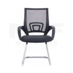NHF-120V-BK Visitor Office Chair, Breathable Mesh Backrest, Padded Seat, Chrome Sled Base - Image 3