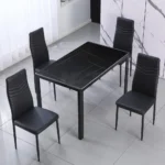 NHF-20 Modern 5-Piece Dining Set, Faux Marble Dining Table with 4 Leatherette Chairs, High-Back Design, Compact Space-Saving - Image 2