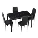 NHF-20 Modern 5-Piece Dining Set, Faux Marble Dining Table with 4 Leatherette Chairs, High-Back Design, Compact Space-Saving - Image 4