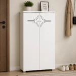 NHF-413 2-Door Shoe Cabinet H124 x L80 x W40 cm, 6 Shelves Shoe Storage Cabinet for Entryway and Home
