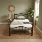 NHF-5888 Wood & Steel Bed Frame with 30 cm Under-Bed Storage Strong Durable Modern Bedroom Bed for Home and Apartment - Image 2