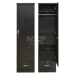 NHF-611 Single Door Wardrobe H190 x W50 x D55 cm, Lockable Storage Cabinet with Hanging Section, Shelf & Drawer, Bedroom Cupboard - Image 4