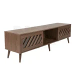 NHF 709 Modern TV Unit with Storage Cabinets,H44.5 x L180 x W40 cm , Open Shelves and Wooden Legs - Image 2