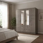 NHF-8874 4-Door Wardrobe H200 x W200 x D58 cm, Spacious Storage Cabinet with Multiple Shelves, Bedroom Clothes Organizer - Image 2