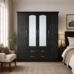 NHF-8874 4-Door Wardrobe H200 x W200 x D58 cm, Spacious Storage Cabinet with Multiple Shelves, Bedroom Clothes Organizer - Image 3