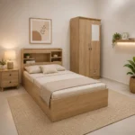 NHF-308 Storage Bed 212 x 89 x 98 cm Integrated Storage Headboard, Clean Modern Finish