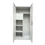 NHF-522 Double Door Metal Wardrobe Grey H185 × W90 × D40 cm, with Locking System, Space-Saving Storage Cabinet for Home, Office & Hotels. - Image 2