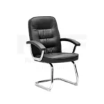 NHF-454 Executive Office Chair - Premium Black Leather Ergonomic Office Chair with Fixed Armrests, Chrome Cantilever Base - Professional Seating for Office & Boardroom - Image 2