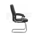 NHF-454 Executive Office Chair - Premium Black Leather Ergonomic Office Chair with Fixed Armrests, Chrome Cantilever Base - Professional Seating for Office & Boardroom - Image 3