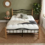 NHF-5888 Wood & Steel Bed Frame with 30 cm Under-Bed Storage Strong Durable Modern Bedroom Bed for Home and Apartment - Image 3