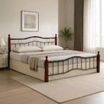 NHF-5888 Wood & Steel Bed Frame with 30 cm Under-Bed Storage Strong Durable Modern Bedroom Bed for Home and Apartment - Image 4