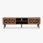 NHF-708 TV Unit H44.5 x L180 x W40 cm, Entertainment Center with 2 Sliding Door Cabinets, Open Shelves, Wooden TV Stand for Living Room - Image 2