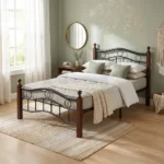 NHF-7888 Wood & Steel Bed Frame with 40 cm Under-Bed Storage Strong Durable Modern Bedroom Bed for Home and Apartment - Image 2