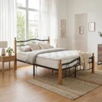 NHF-7888 Wood & Steel Bed Frame with 40 cm Under-Bed Storage Strong Durable Modern Bedroom Bed for Home and Apartment - Image 4