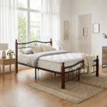 NHF-7888 Wood & Steel Bed Frame with 40 cm Under-Bed Storage Strong Durable Modern Bedroom Bed for Home and Apartment - Image 3
