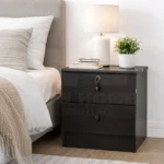 NHF-81, 2-Drawer Bedside Table with Lock, H45 x W41 x D40 cm, Small Nightstand for Bedroom and Office, Secure Storage with Keys - Image 3
