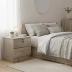 NHF-81, 2-Drawer Bedside Table with Lock, H45 x W41 x D40 cm, Small Nightstand for Bedroom and Office, Secure Storage with Keys - Image 2