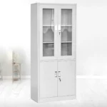 NHF-BK-10 Metal Wardrobe With glass, Grey H185 × W90 × D45 cm, with Locking System, Space-Saving Storage Cabinet for Home, Office & Hotels. - Image 2