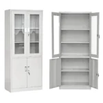 NHF-BK-10 Metal Wardrobe With glass, Grey H185 × W90 × D45 cm, with Locking System, Space-Saving Storage Cabinet for Home, Office & Hotels. - Image 4