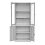 NHF-BK-10 Metal Wardrobe With glass, Grey H185 × W90 × D45 cm, with Locking System, Space-Saving Storage Cabinet for Home, Office & Hotels. - Image 3