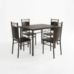 NHF-44944 Modern 5-Piece Dining Set, Dark Wood Finish Table with 4 Metal Scrollback Chairs, Sturdy Steel Frame, Compact Space-Saving - Image 4