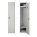 NHF-1T Metal Locker Cabinet, Grey, H185x W38x D45cm, 1-Door with Lock and Keys, Steel Storage with Shelves and Ventilation - Image 4