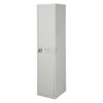 NHF-1T Metal Locker Cabinet, Grey, H185x W38x D45cm, 1-Door with Lock and Keys, Steel Storage with Shelves and Ventilation - Image 3