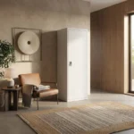NHF-TG8 Metal Locker Cabinet, Grey, H185 x W60 x D50 cm, 1-Door with Lock and Keys, Steel Storage with Shelves and Ventilation