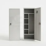 NHF-TG8 Metal Locker Cabinet, Grey, H185 x W60 x D50 cm, 1-Door with Lock and Keys, Steel Storage with Shelves and Ventilation - Image 2