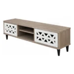 NHF-708 TV Unit H44.5 x L180 x W40 cm, Entertainment Center with 2 Sliding Door Cabinets, Open Shelves, Wooden TV Stand for Living Room - Image 3
