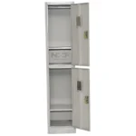 NHF-2T Metal Locker Cabinet, Grey, H185x W40x D45cm, 2-Door with Lock and Keys, Steel Storage with Shelves and Ventilation - Image 3